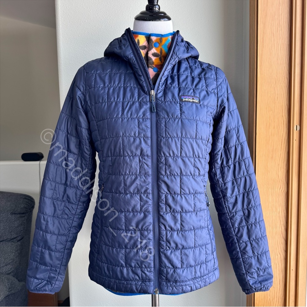 Patagonia Nano Puff Hoody Jacket Small Classic Navy Windproof Water Resistant S